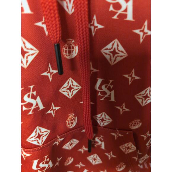 American AF urban streetwear hoodie logo red and white sweatshirt - Picture 5 of 8